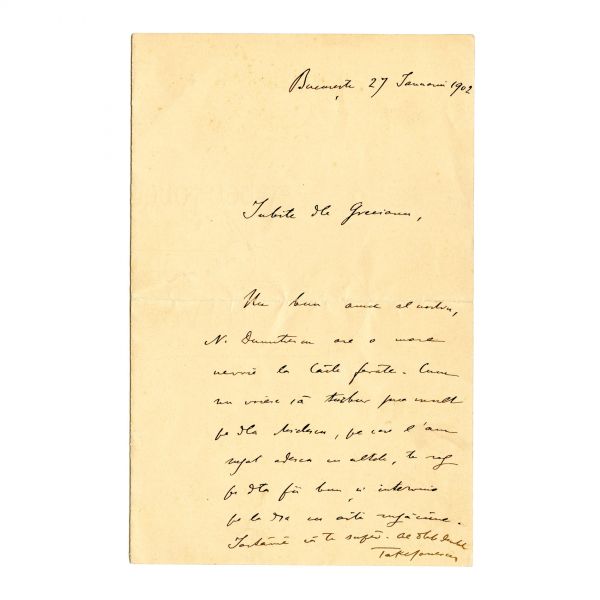 Take Ionescu, scrisoare pentru Dimitrie Greceanu, 1902