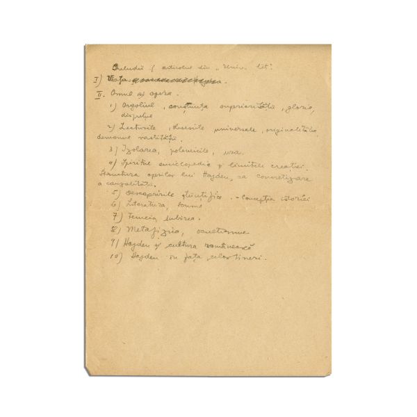 Mircea Eliade, Ce am să scriu (Bibliografie potențială), manuscris