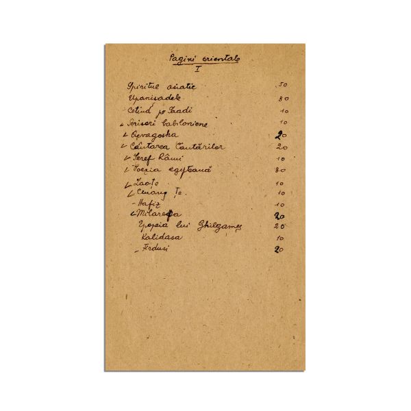 Mircea Eliade, Ce am să scriu (Bibliografie potențială), manuscris