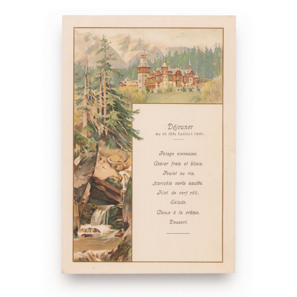 Colecție de 9 meniuri pentru dejun și cină, de la Castelul Peleș, 1900 - 1901