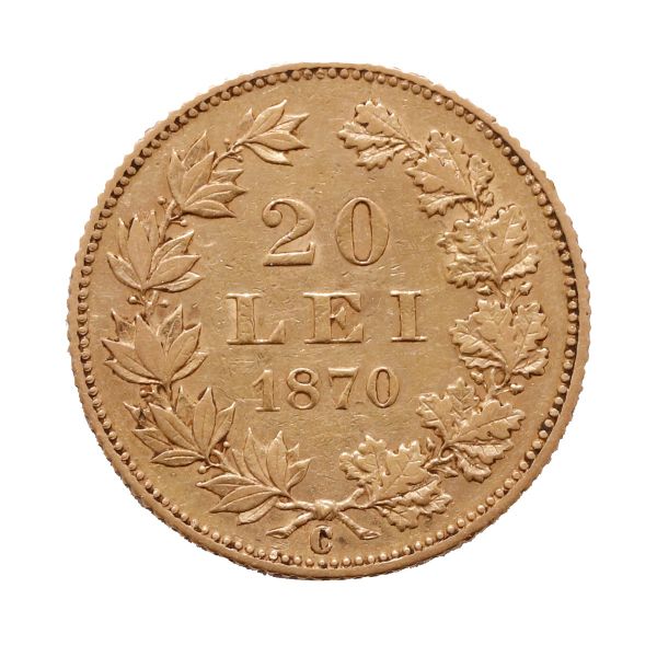 Moneda 20 lei 1870, una din cele mai mari rarităţi din numismatica românească