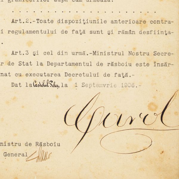 Decret semnat olograf de regele Carol I, 1906