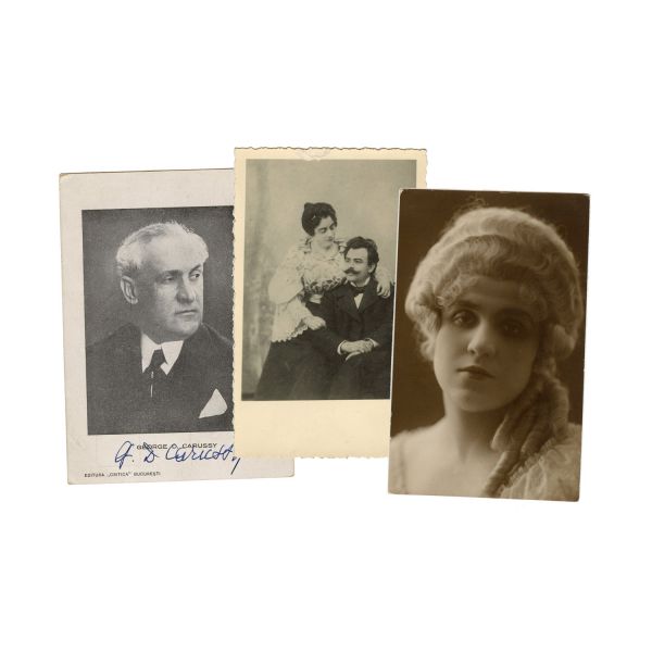 G. D. Carussy, Ion Băjenaru, Irina de Vladaia, Oana Mariaggi, trei fotografii cu însemnare olografă pentru G. Stephănescu