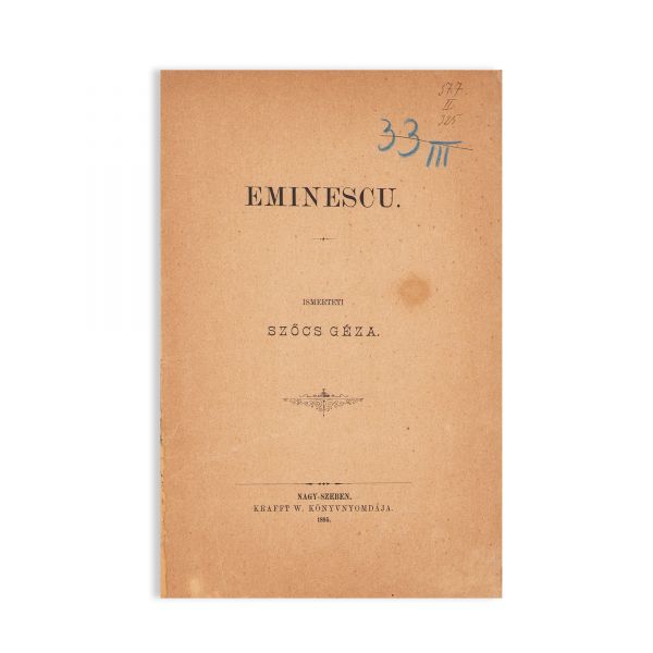 Szocs Geza, Eminescu, 1895, cu semnătura lui Emil Cioran 
