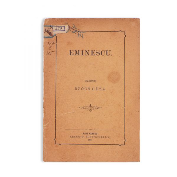 Szocs Geza, Eminescu, 1895, cu semnătura lui Emil Cioran 