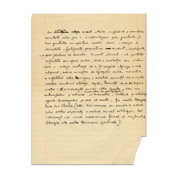 Mircea Eliade, manuscris de 5 file - Soliloquii