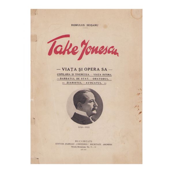 Romulus Seișanu, Take Ionescu, 1930
