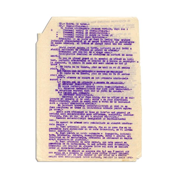 General Ludovic Mircescu, Instrucțiuni pentru rezolvarea „Chestiunilor de onoare”, document dactilografiat