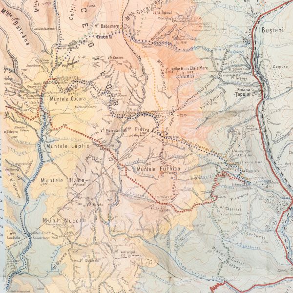 Harta turistică a masivelor Bucegi-Gârbova, 1934