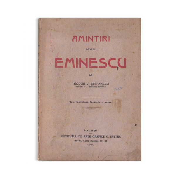 Teodor V. Ștefanelli, Amintiri despre Eminescu, 1914, cu ex-librisul lui Georgescu Theologu George 