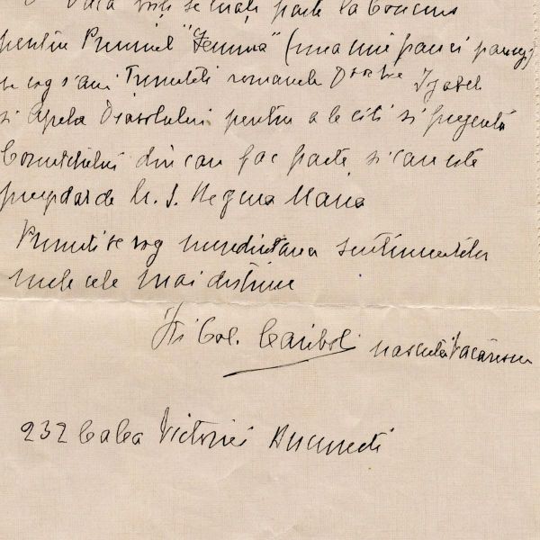 J. Col. Caribol, scrisoare pentru Mircea Eliade, 9 februarie 1932