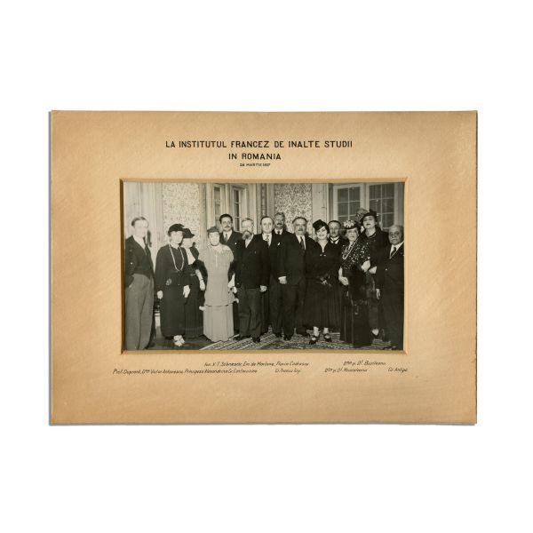 Grigore Antipa, Alexandrina Gr. Cantacuzino, Grigore Trancu-Iași, Institutul Francez de Înalte Studii din România, fotografie de epocă, 1937