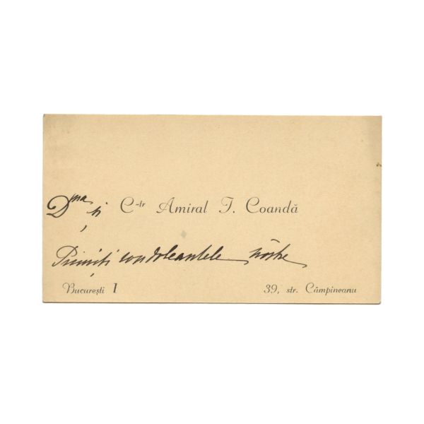 Amiral I. Coandă, Alexandru Christian Tell, general G. Pangrati, colecție de 8 cărți de vizită, din colecția familiei Ștefănescu