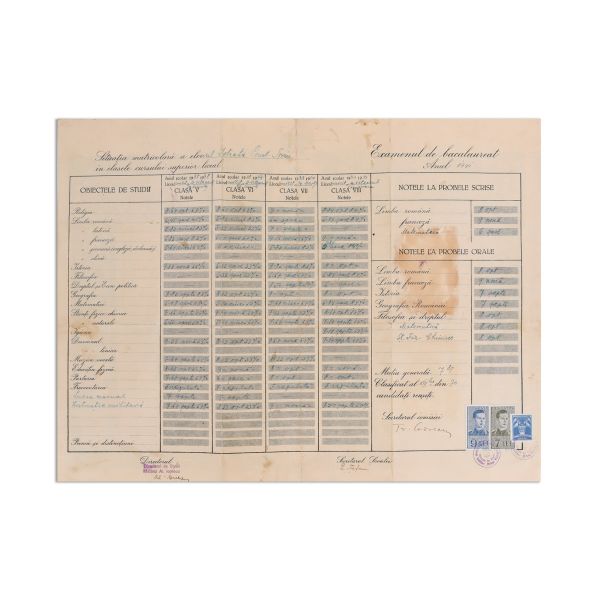 Diplomă de bacalaureat, 1941
