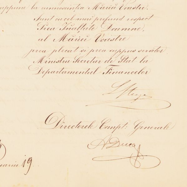 Ludovic Steege, adresă semnată de domnitorul Alexandru Ioan Cuza, 1865
