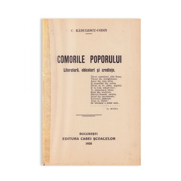 C. Rădulescu-Codin, Comorile poporului, 1930