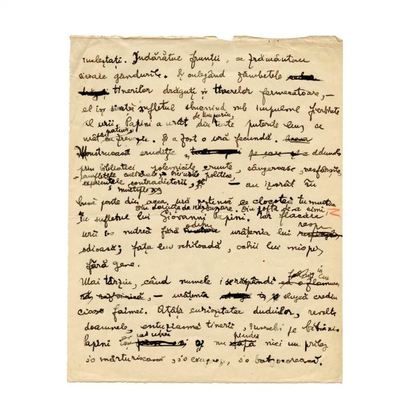 Mircea Eliade, manuscrisul unui eseu despre Giovanni Papini
