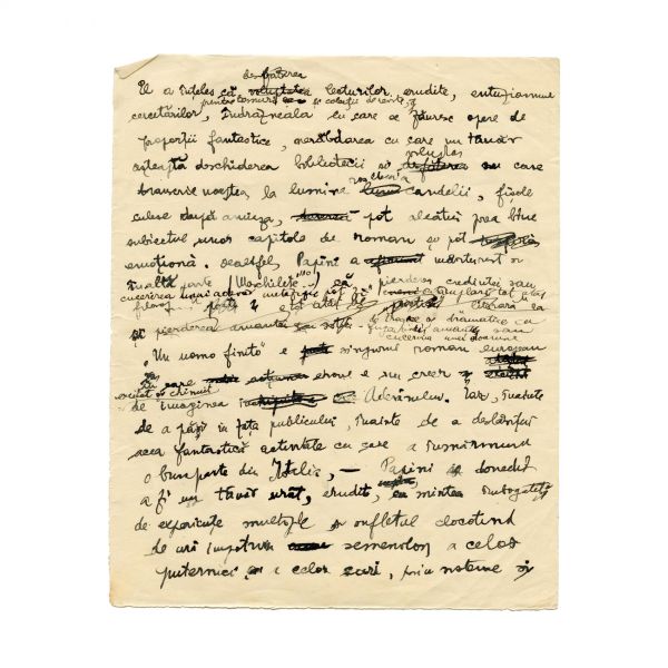 Mircea Eliade, manuscrisul unui eseu despre Giovanni Papini