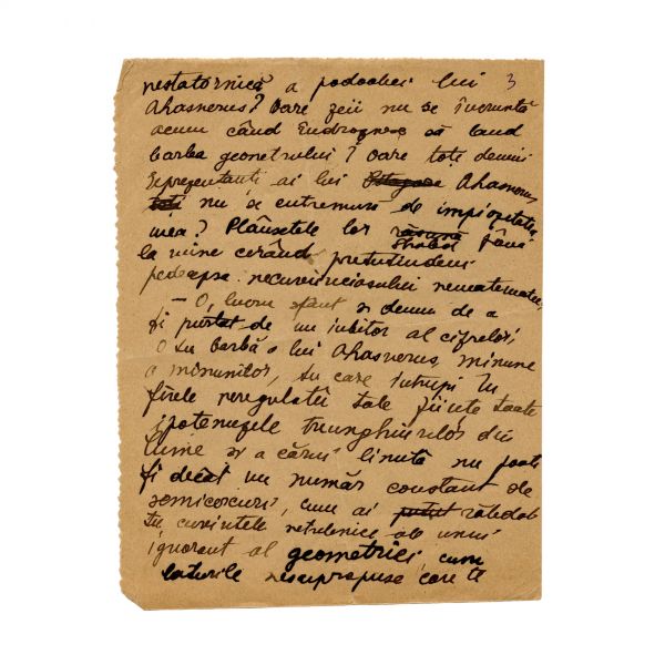 Mircea Eliade, manuscrisul eseului „Geometrul Ahasverus”