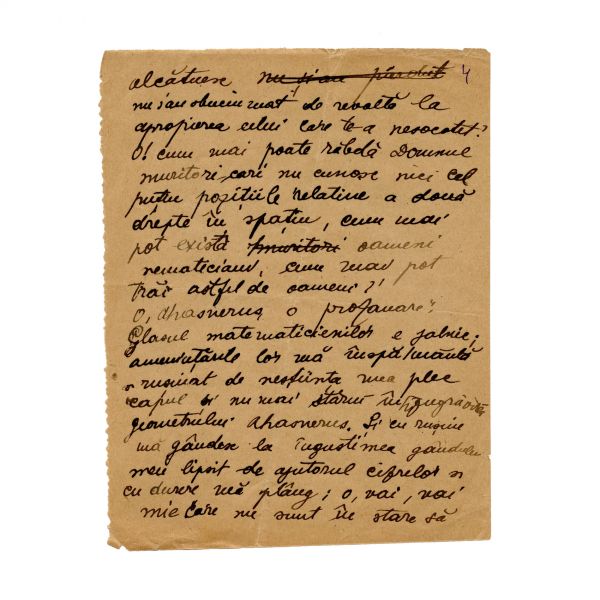 Mircea Eliade, manuscrisul eseului „Geometrul Ahasverus”