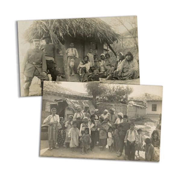 Grupuri de țigani, două fotografii tip carte poștală