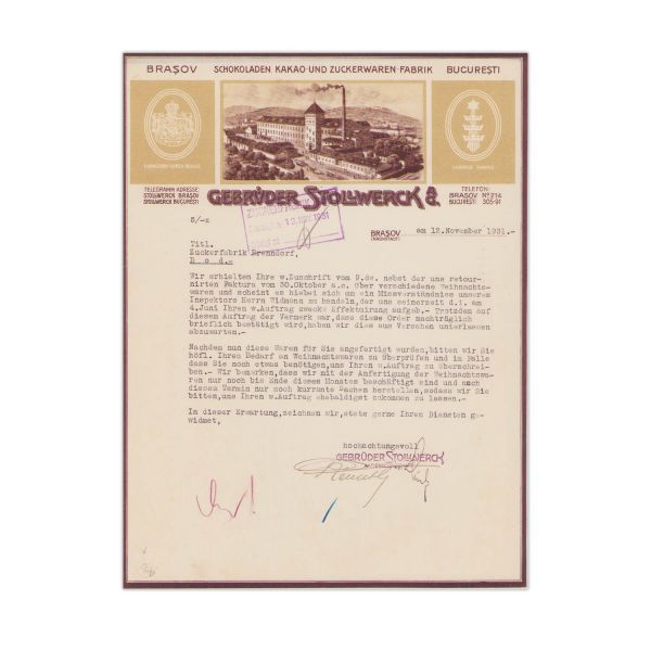 Stabilimentele Industriale Moskovits Ipartelepek și Fabrica de ciocolată, cacao și bomboane, două adrese trimise Fabricii de zahăr Bod, 1927-1931