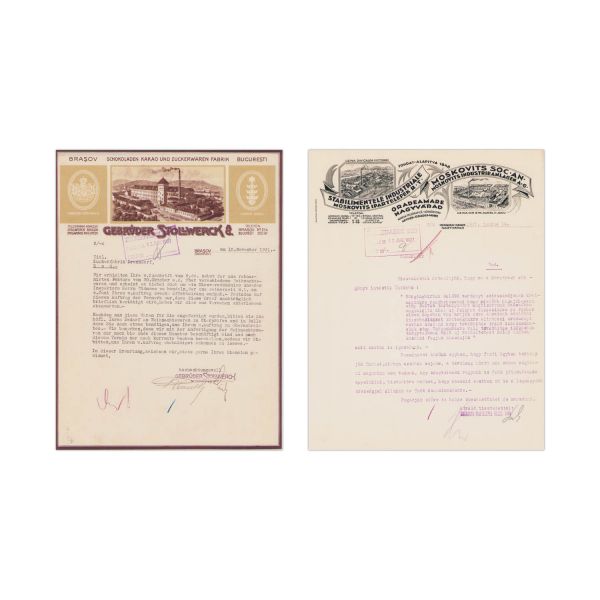 Stabilimentele Industriale Moskovits Ipartelepek și Fabrica de ciocolată, cacao și bomboane, două adrese trimise Fabricii de zahăr Bod, 1927-1931