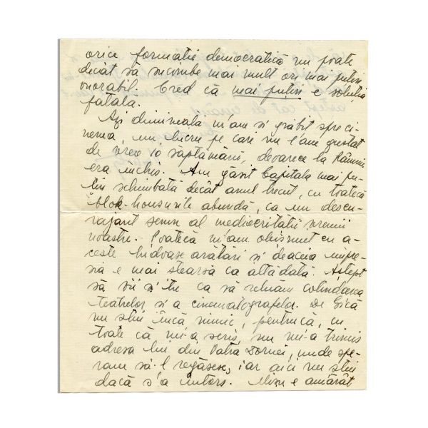 Vintilă Horia, scrisoare ologarfă către Radu Poroineanu, 30 August 1936