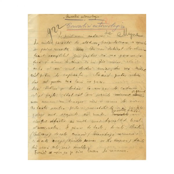 Mircea Eliade, caiet-manuscris „Memoriile unui soldat de plumb”