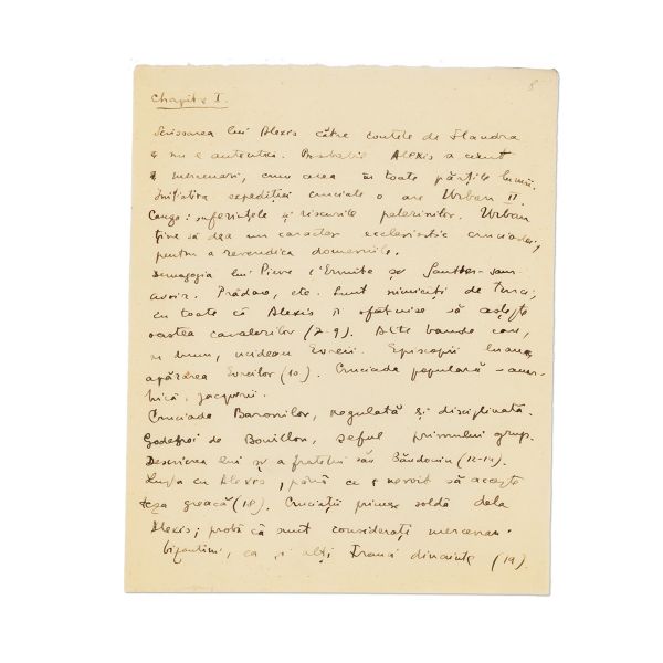 Mircea Eliade, R. Grousset, Histoire des Croisades, manuscris 