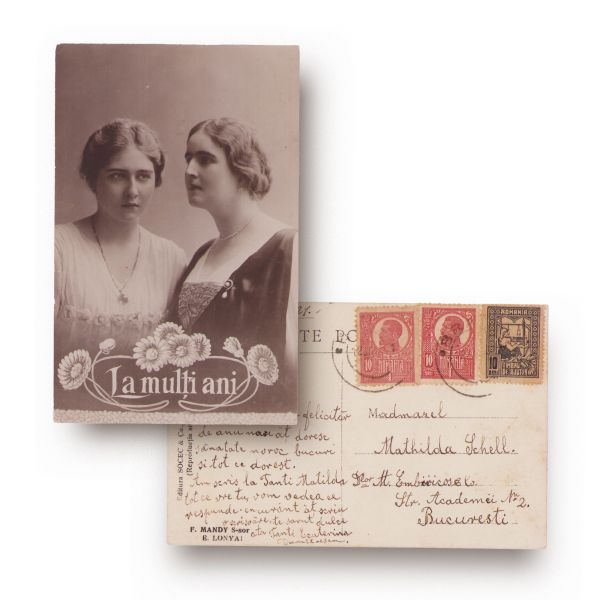 Colecție de 4 fotografii tip carte poștală cu mesaje de Anul Nou, înfățișând familia regală a României, 1920-1921