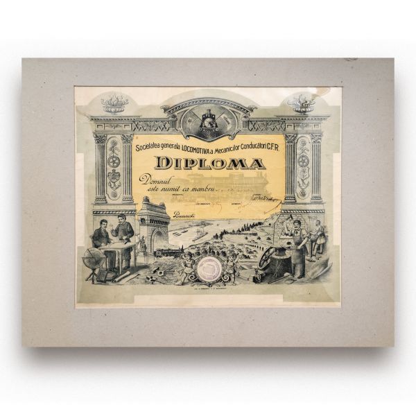 Societatea generală „Locomotiva” a Mecanicilor Conducători ai C.F.R., diplomă în alb