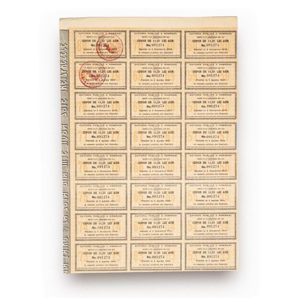 Datoria Publică a României, titlu de 500 lei, 1913