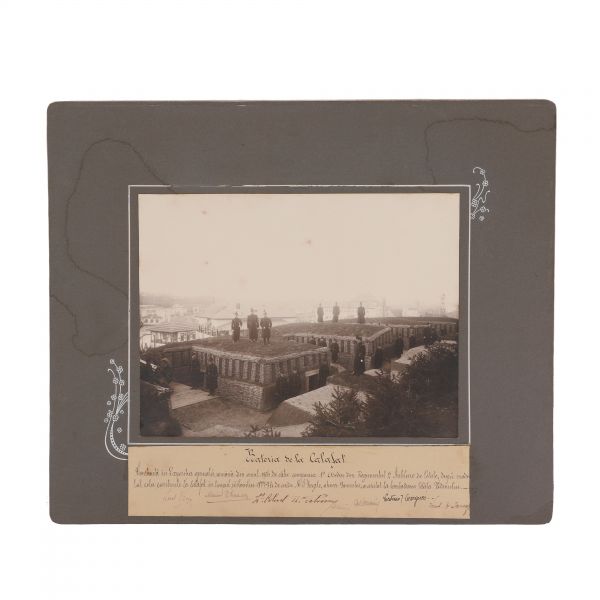 Bateria de la Calafat, fotografie de epocă cu semnăturile olografe ale mai multor ofițeri, 1906 - Piesă rară