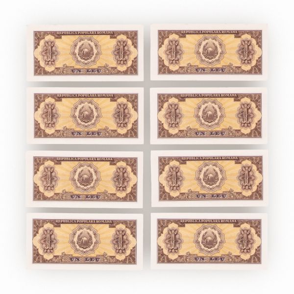 78 de bancnote în valoare de 1 leu din 1952, necirculate, serie consecutivă