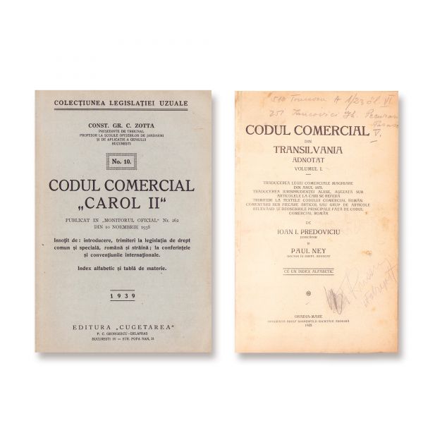 Codul comercial „Carol II”, 1939 + Codul comercial din Transilvania, 1925 