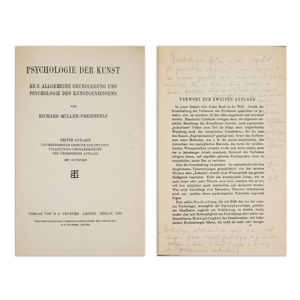 Richard Müller-Freienfels, Psychologie der Kunst, 1923, cu însemnările lui Camil Petrescu