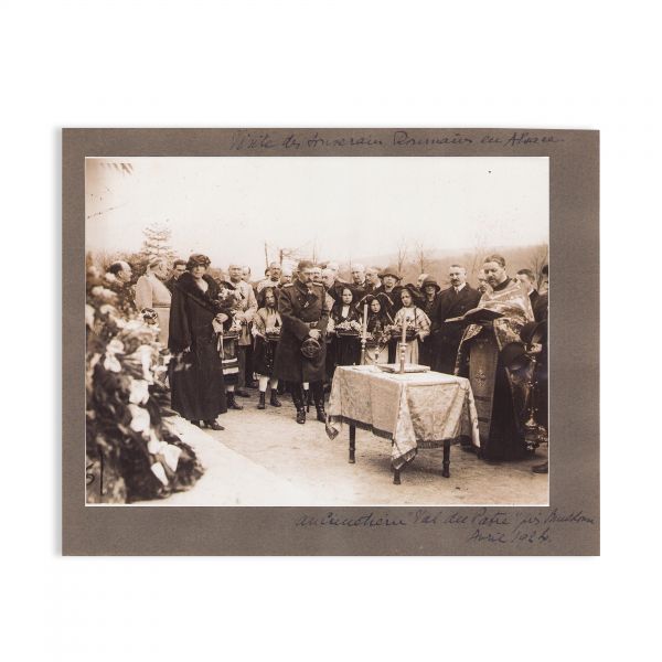 Regele Ferdinand și regina Maria la pomenirea eroilor în Soultzmatt, două fotografii de epocă, 9 aprilie 1924 
