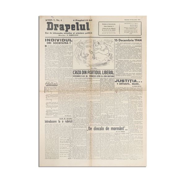 Publicația „Drapelul”, Anul I, Nr. 1, 16 decembrie 1944