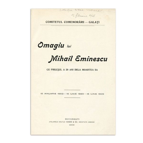 Omagiu lui Eminescu, 1909