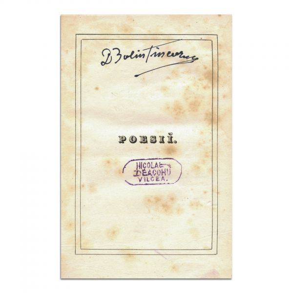 D. Bolintineanu, Colecție din Poesii, 1847, cu semnătură olografă