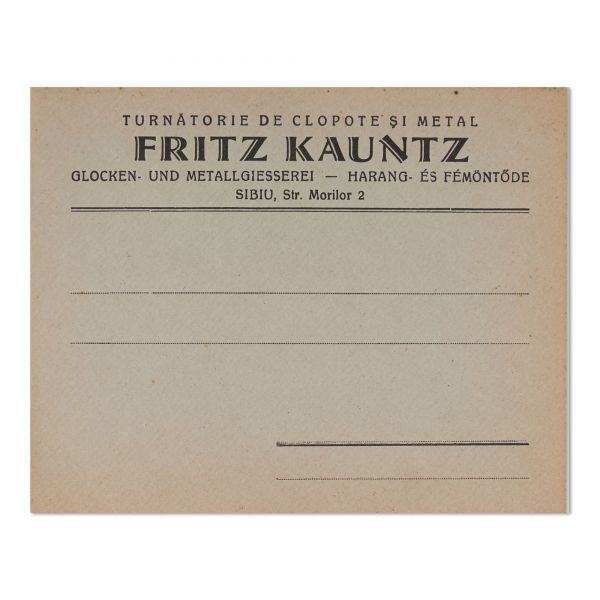 Magazinul de blănuri „Progresul” și „Londra”, turnătoria Fritz Kauntz și Fabrica de pălării, două plicuri și o carte poștală 