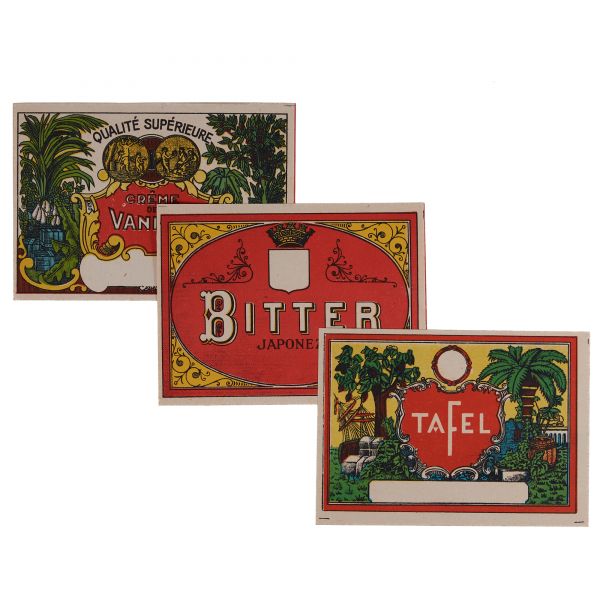 Bitter japonez, Crème de vanille, Tafel, trei etichete