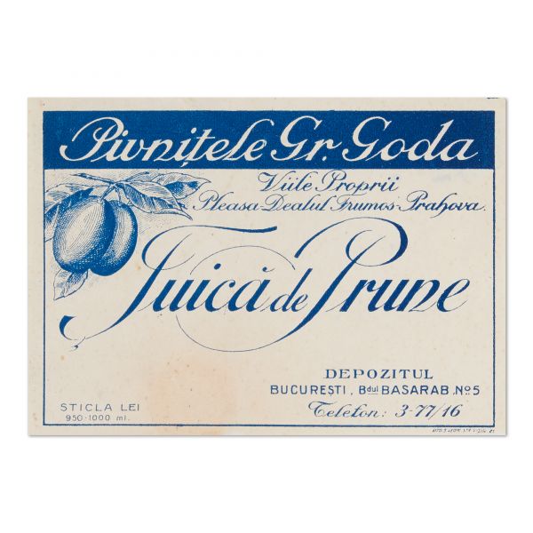 Țuică de prune + oțet superior, două etichete
