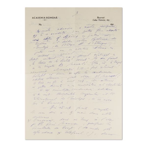 Dimitrie Gusti, scrisoare expediată lui I. Voronca, 17 martie 1946