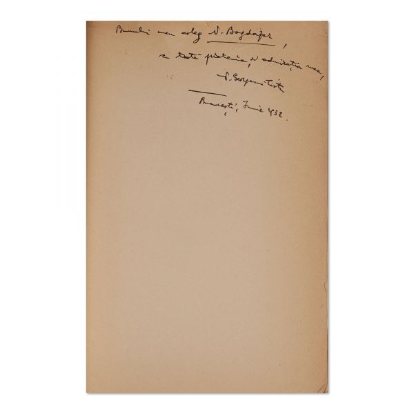 N. Georgescu-Tistu, Bibliografia literară română, 1932, cu dedicație pentru N. Bagdasar