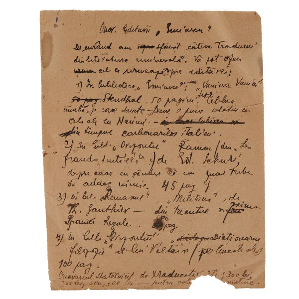 Mircea Eliade, ciorne ale unor scrisori