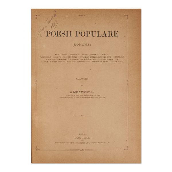 Gheorghe Dem. Teodorescu, Poesii populare, 1885