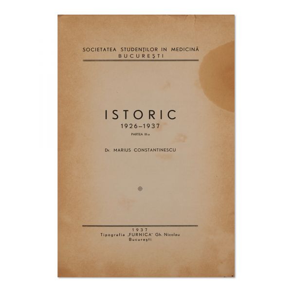 Societatea Studenților în Medicină. Istoric realizat de Dr. Marius Constantinescu, 1937