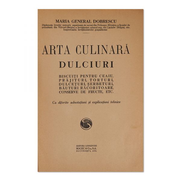 Maria General Dobrescu, Arta culinară. Dulciuri, 1936, cu semnătura autoarei